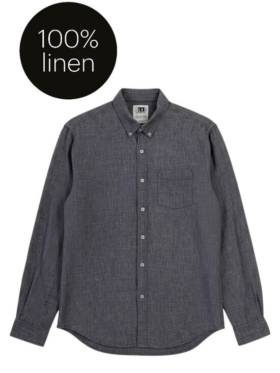 Simons Other - SIMONS LE 31 Grey Premium Linen Button Down Shirt Casual Long Sleeve g/l